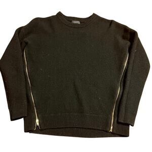 J.Crew 100% Wool Sweater Size Small Side Zippers Warm Knit Casual Thick Black